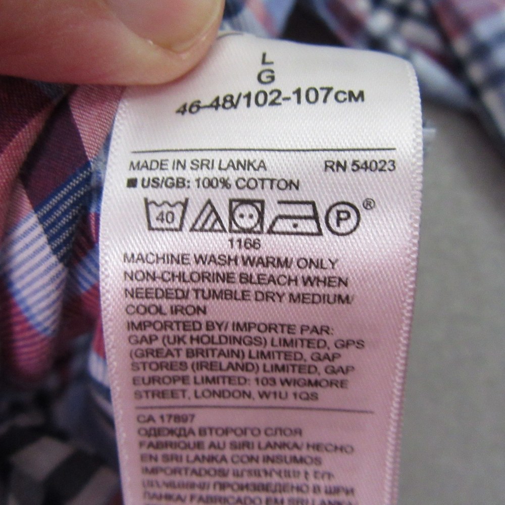 Banana‎ Republic Mens Button Up Shirt L Slim Red Blue Plaid Lightweight Cotton - Picture 4 of 7